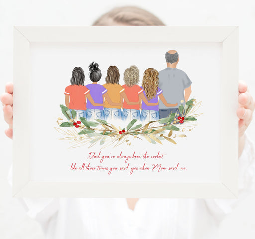Personalized Dad and five daughters Print Art
