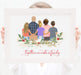 Personalized Family of five Print art, Mom, Dad, Son and two daughters