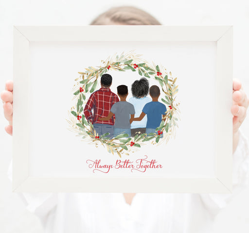 Personalized Family of four wall art Mom, dad and two teenager boys