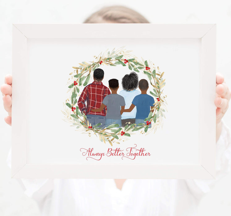 Personalized Family of four wall art Mom, dad and two teenager boys