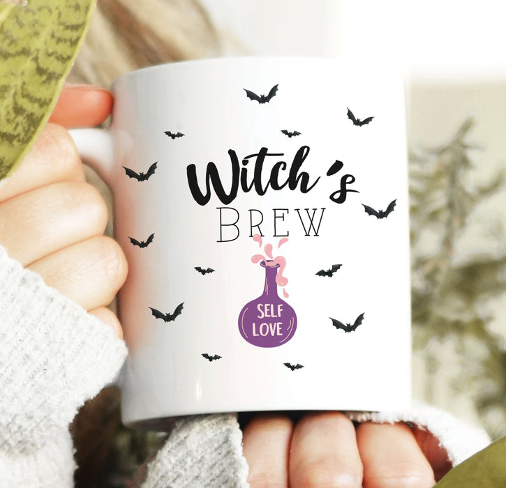 Witch's Brew Self Love Mug, Halloween Mug, Witch Mug, Cozy Mug, Pumpkin Spice Mug, fall Mug, Halloween Mug for friends, ceramic mug 11oz