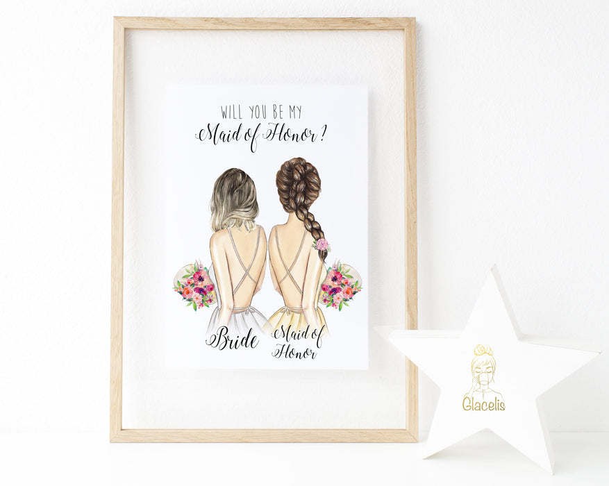 Personalized Wall Art Will you be my Maid of Honor ? - We know choosing a way to ask your favorite girls to help get you down the aisle is no small task! This customizable art lets you ask your future maid of honor in a sincere and thoughtful way