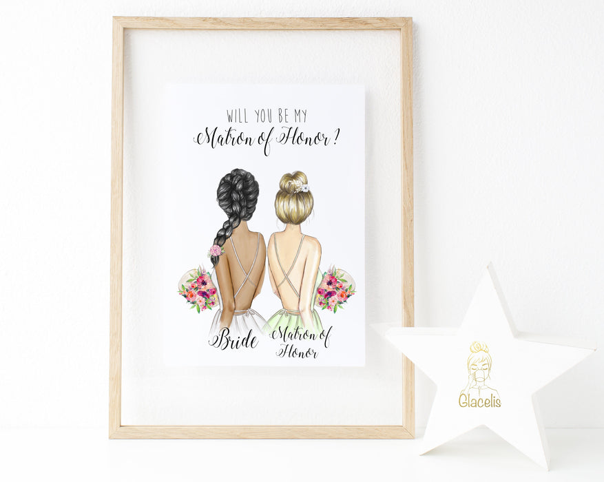 Personalized Wall Art Will you be my Matron of Honor ? - We know choosing a way to ask your favorite girls to help get you down the aisle is no small task! This customizable art lets you ask your future matron of honor in a sincere and thoughtful way