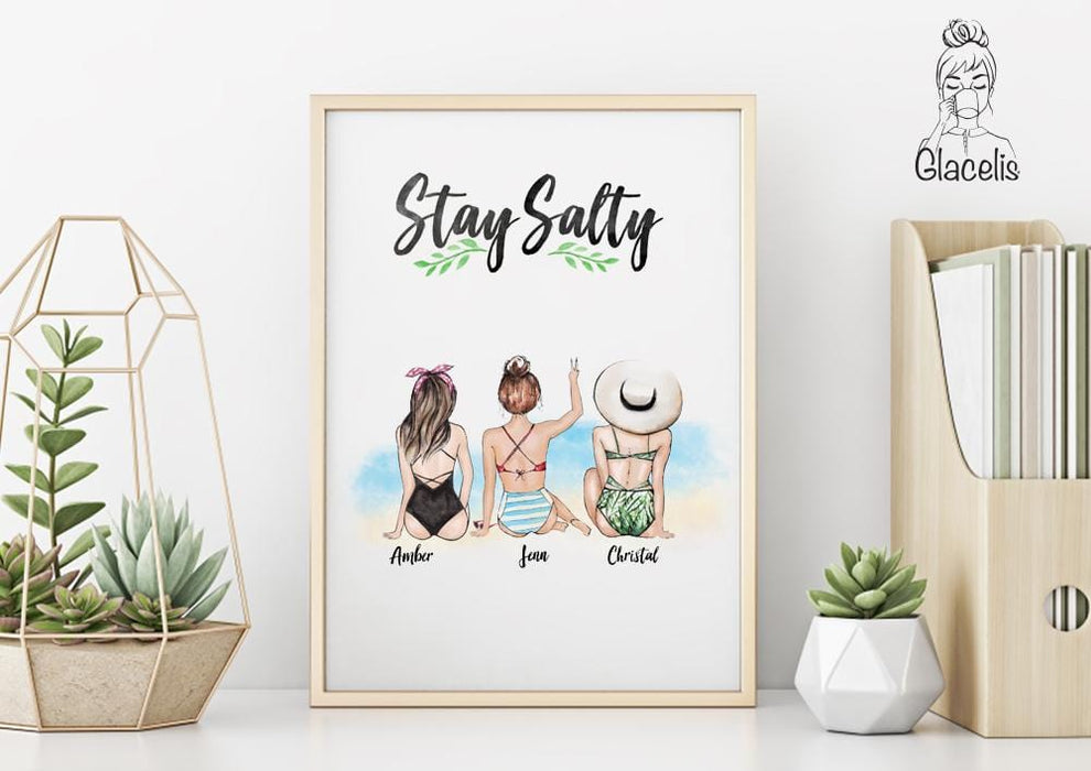 Personalized Best Friend Wall Art Three Girls — Glacelis