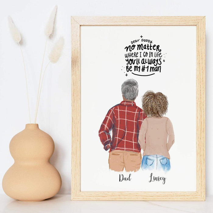 Personalized Dad and Daughter Wall Art Digital