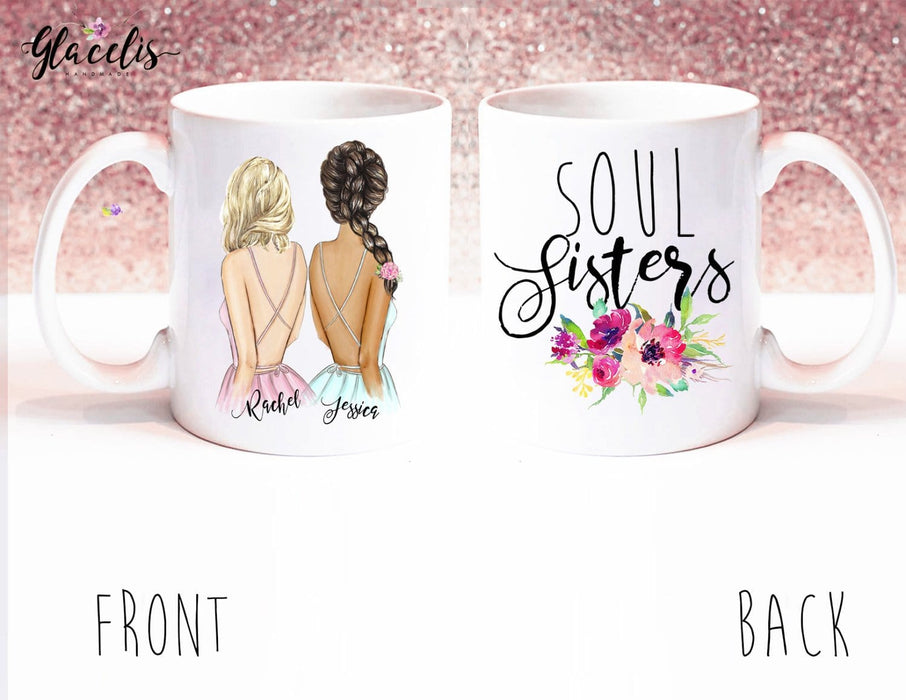 Best Friend Gift - Soul Sisters - Unique Friendship Gift on Mug - By Glacelis® - Custom Personalized Gifts for friends, Family & special occasions!