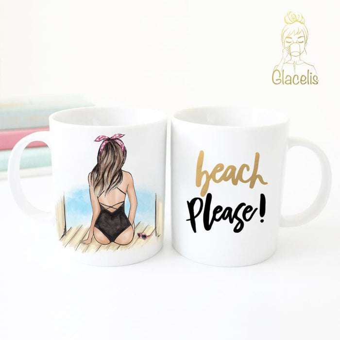 Personalized Unique Coffee Mug - Beach Please at Glacelis