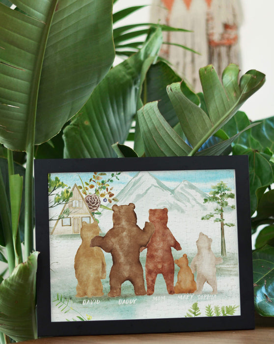 Personalized Bear Family 252-Piece Puzzle Framed