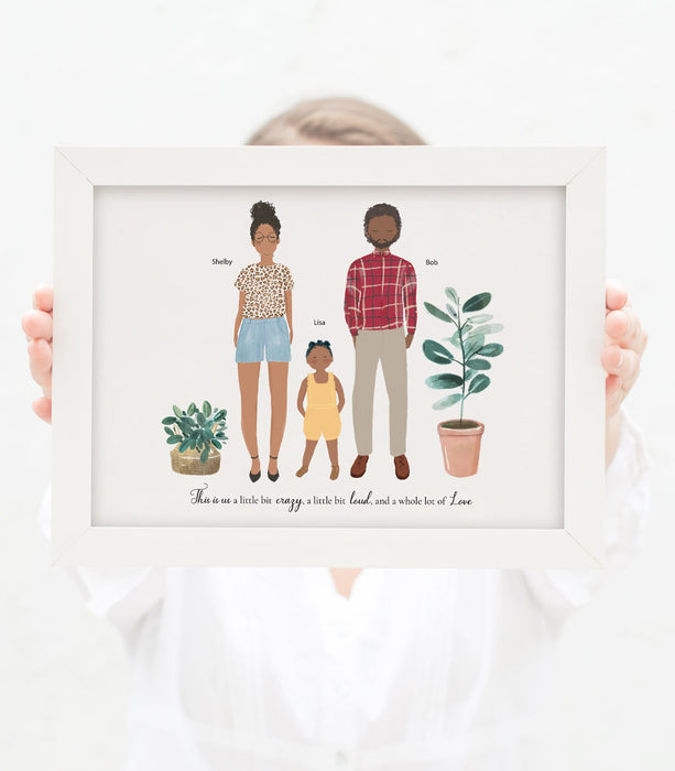 Personalized Family of Three, Dad, Mom and Kid