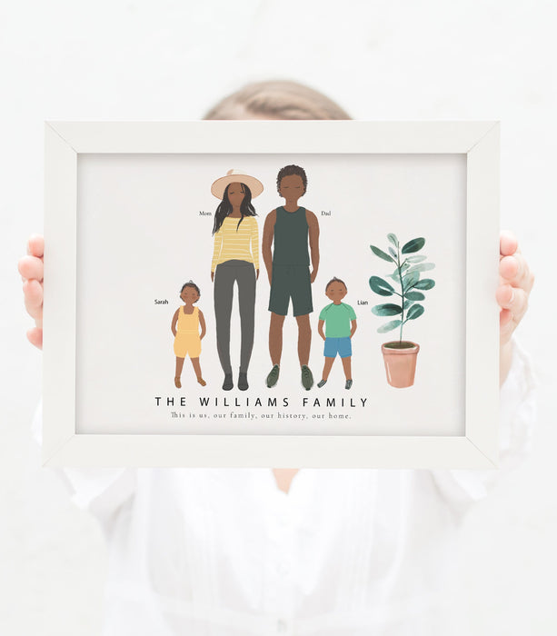 Personalized Family of Four, Dad, Mom and two Kids