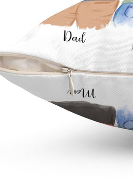 Family of Three - Mother, Father, and Daughter Pillow