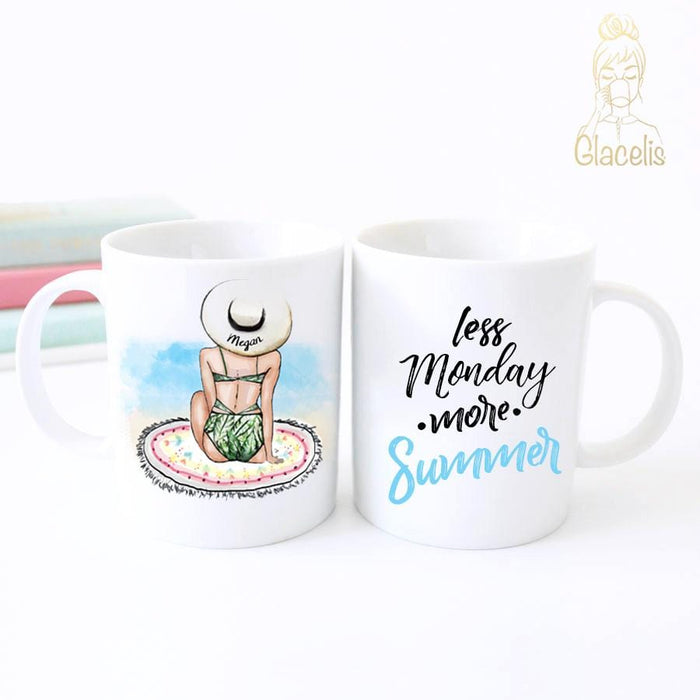 Personalized Unique Coffee Mug - Less Monday More summer - Custom Personalized Gifts for friends, Family & special occasions!