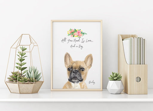 Personalized pet portrait, fawn French Bulldog Wall Art 8x10 - This personalized artwork is the perfect gift for French bulldog owners to honor their beloved pet. Show off the love for your dog with this one of a kind French bulldog portrait that pet owners will cherish forever