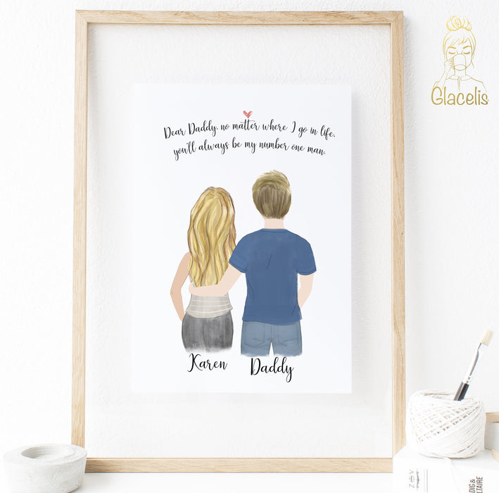 Personalized Father and Daughter Print art Digital